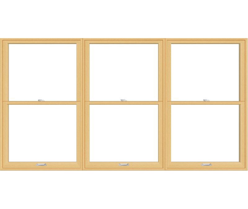 3-wide Lifestyle wood double-hung windows