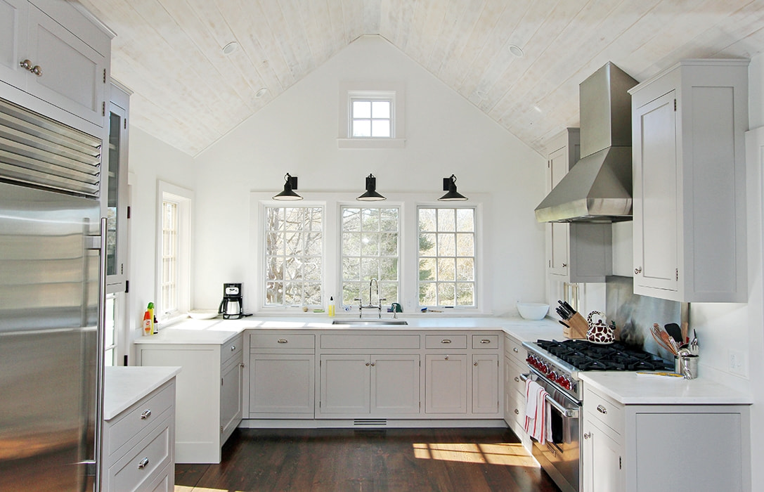  Interior shot of West Tisbury kitchen highlighting newly installed Pella windows.