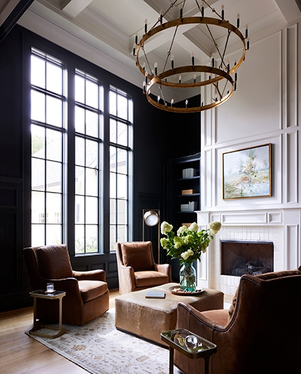 Tall replacement windows in an office in home. 