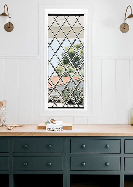 Custom diamond glass above a contemporary counter