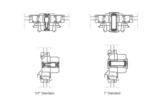 1/2" and 1" standard combination drawings