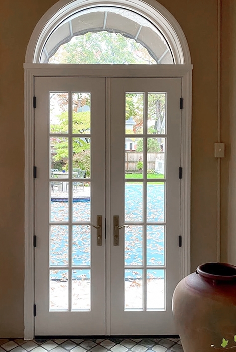 Interior view of newly installed french doors in Cleveland home.
