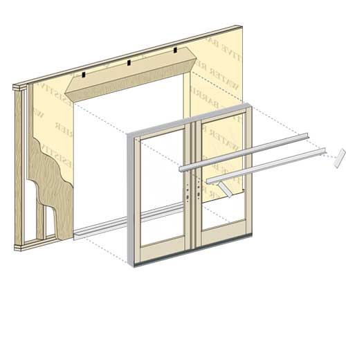 new construction entry door in block frame illustration