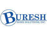 Buresh Home Solutions logo in blue and white 