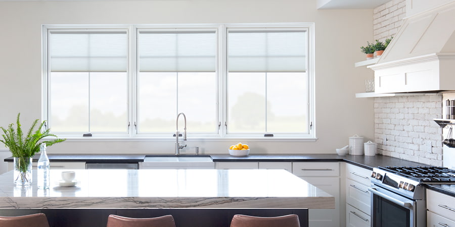 Lifestyle Series triple pane awning windows over modern kitchen sink