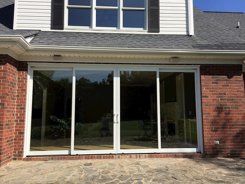 new french patio doors as viewed from the exterior