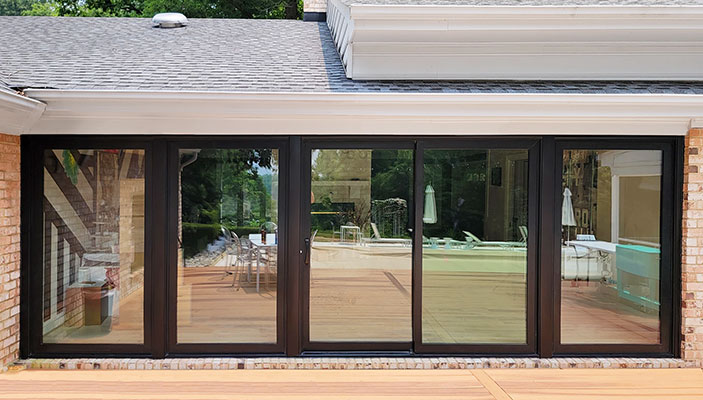 Exterior view of sliding glass patio doors recently installed in Henrico home.