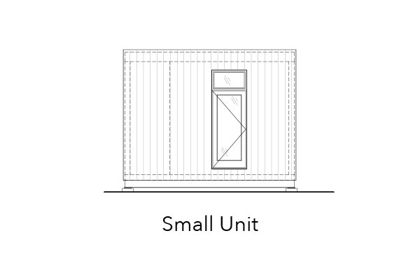 Sketch small unit building with single window