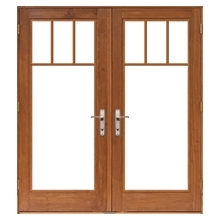 lifestyle hinged patio door with top row grilles