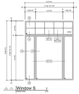 St Paul Plaza window elevation drawing.