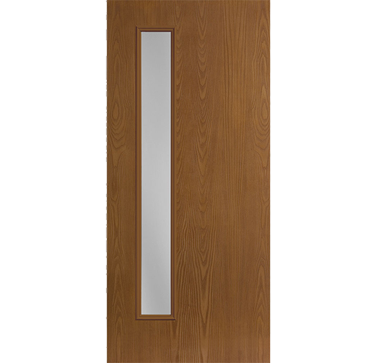a 1 light flush fiberglass entry door with the glass on the left