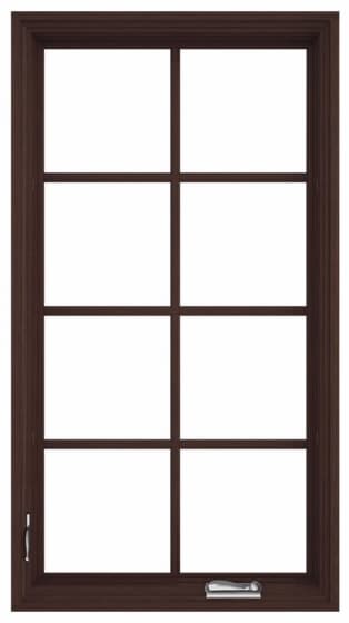pella reserve casement window with dark finish and grilles