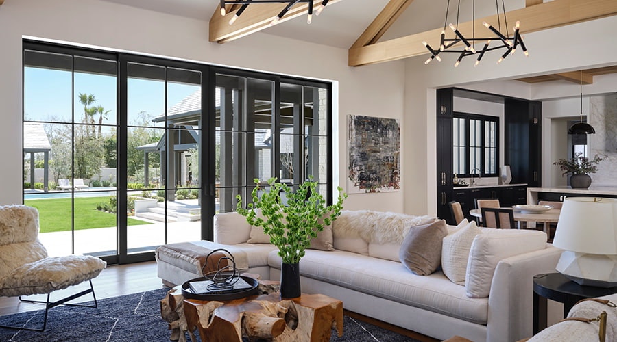 large multislide patio door slightly open from the interior