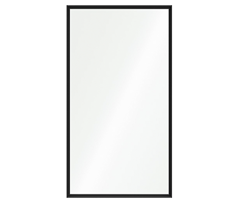 A black aluminum direct set, or fixed, window with all background removed.