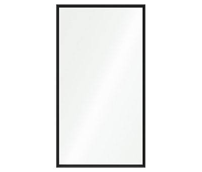 A black aluminum direct set, or fixed, window with all background removed.