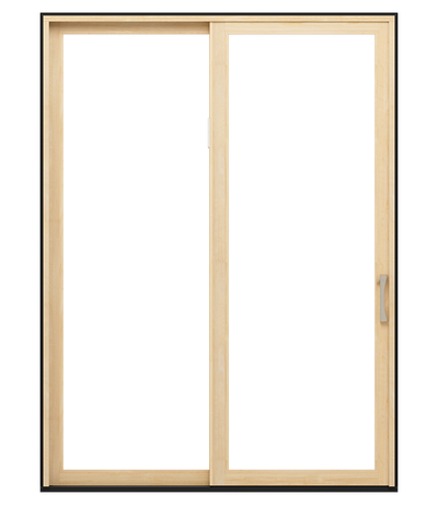natural wood lifestyle sliding patio door with blinds