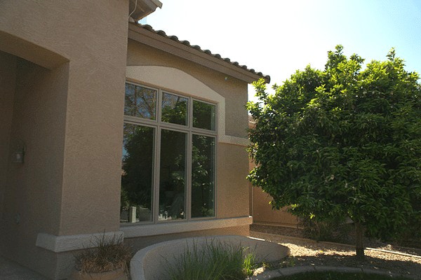 three casement windows on the exterior of a Mesa, Arizona home