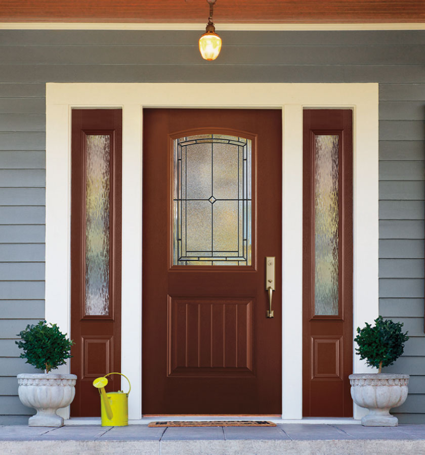 Wood front doors with sidelights