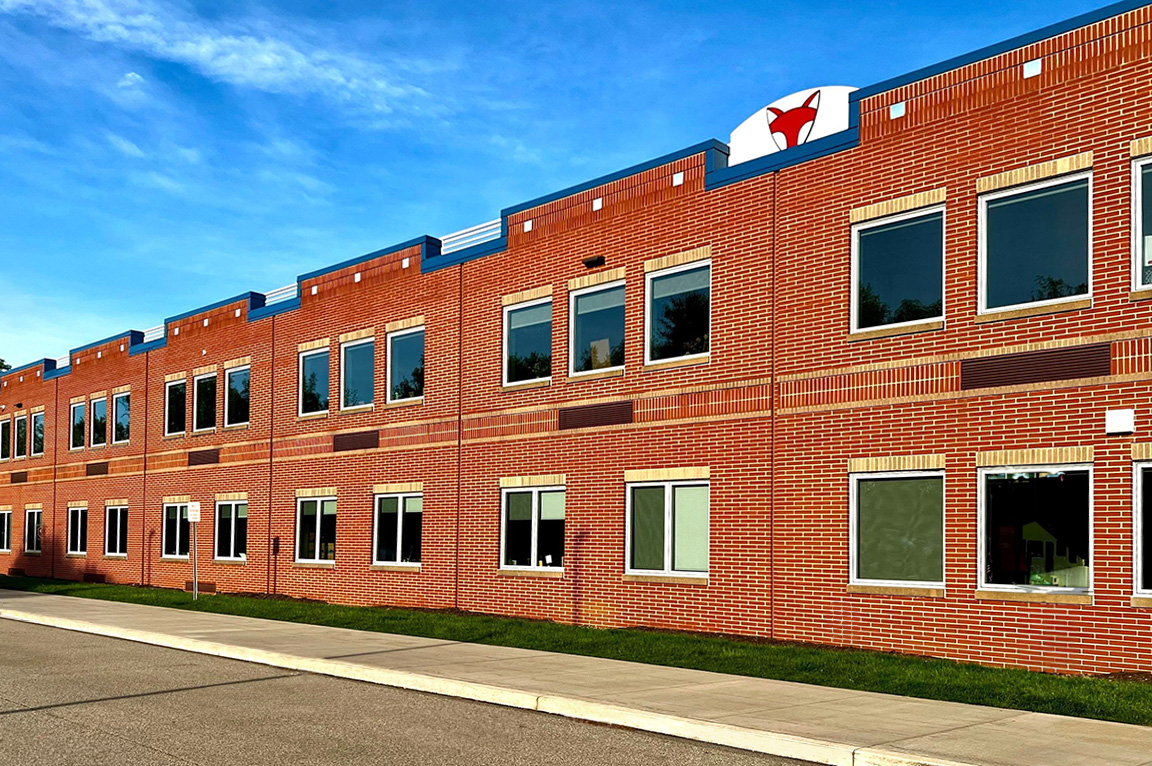 After image of commercial replacement windows for Dorseyville Middle School. 