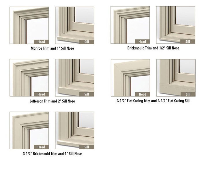 five types of head and sill details for wood installation
