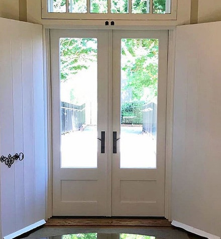 Replace french doors with single door