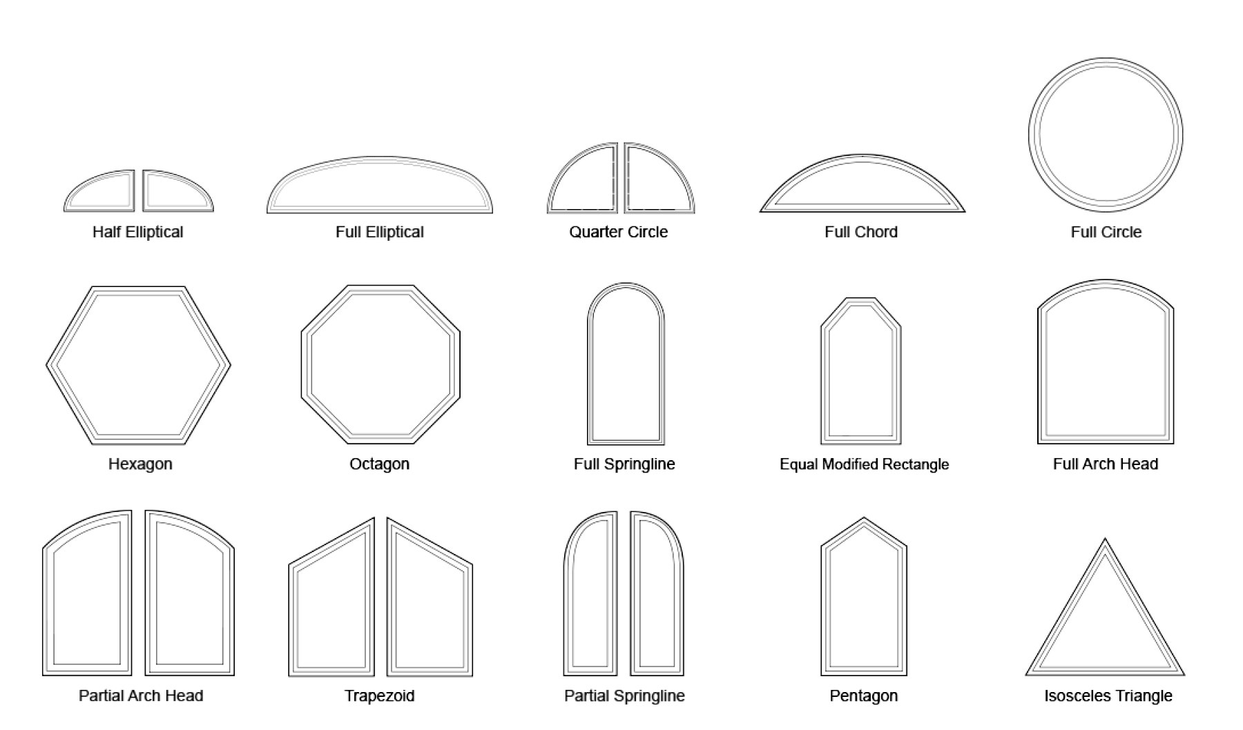 compilation of all wood special shape windows