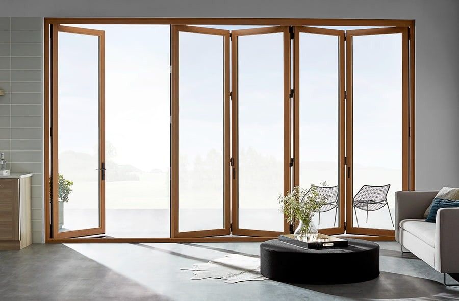 Interior bifold french doors with glass