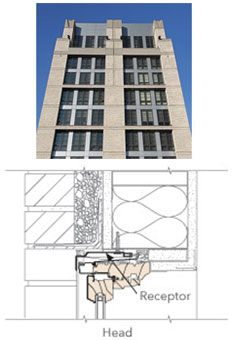 real life building image above a technical drawing of a receptor