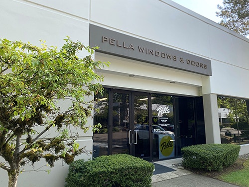The entrance of the Pella showroom in Bothell, Washington