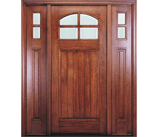 Craftsman 3 Panel 3 Light Wood Pella® Entry Door Pella