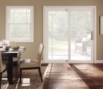 Sliding patio doors with blinds