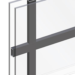 flat grilles between the glass