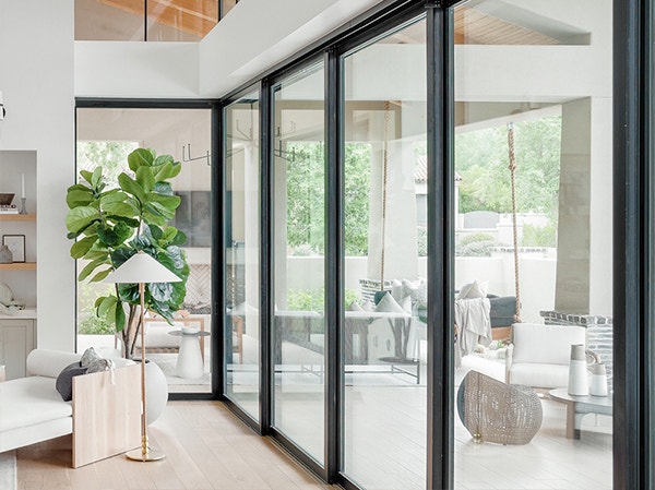 multi-slide doors are closed, creating a wall between the indoors and outdoors