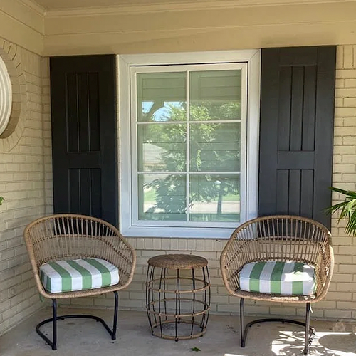 white casement wood shutters before new