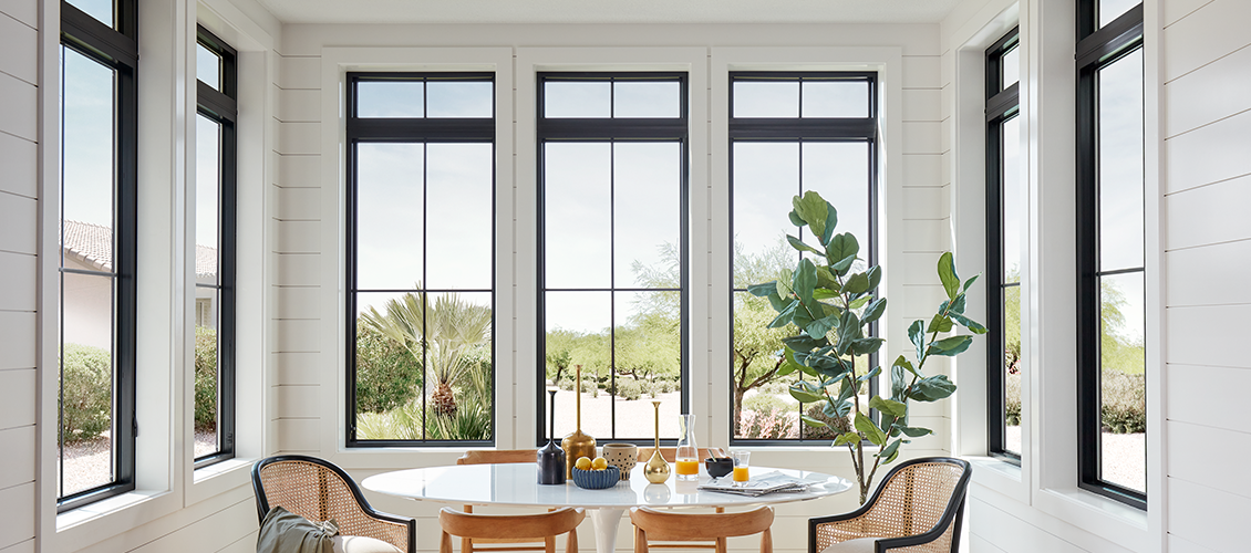 kitchen corner with 6 fiberglass windows