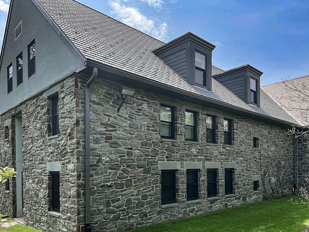 Exterior of Swarthmore dorms with newly installed Pella windows.
