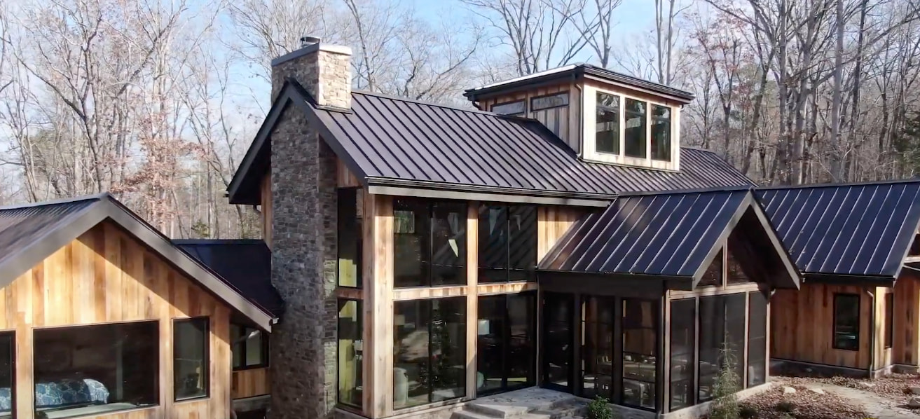The exterior of a new wood home in Chapel Hill, North Carolina