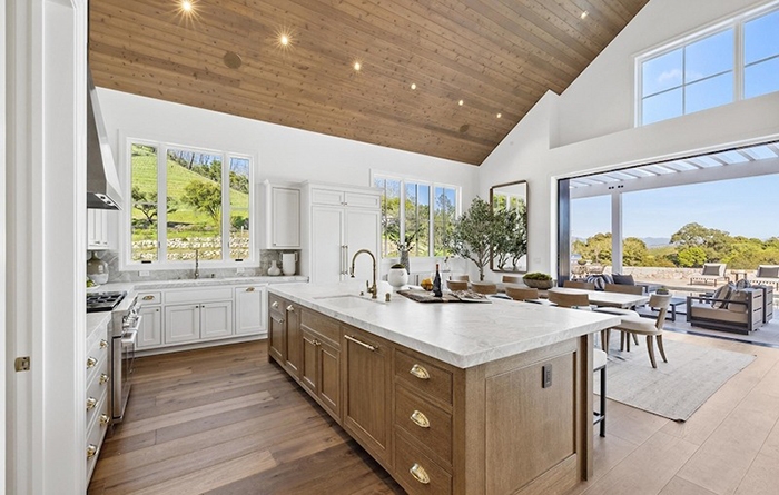 Napa Valley open kitchen showcasing new windows.