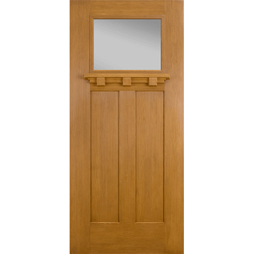 Craftsman Fiberglass Entry Door With Dentil Shelf – Glass Designs