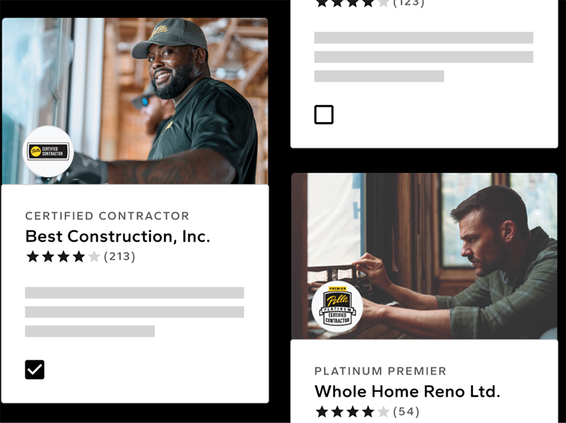 three different contractor cards