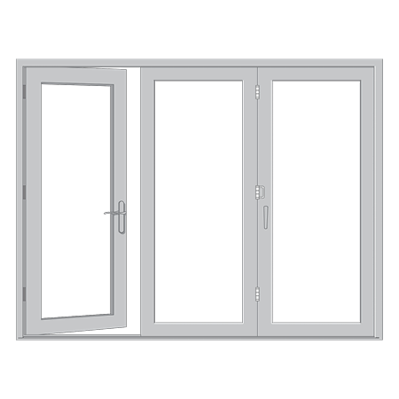 Illustration of slightly opened folding glass doors