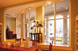 Interior view of aluminum clad wood storefront windows.