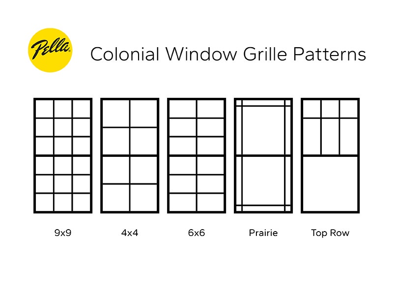 A graphic of colonial window grille patterns