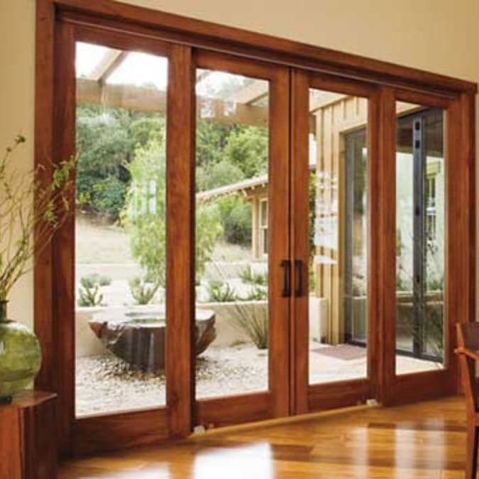 Architect Series Traditional Wood Sliding Patio Door Pella - Wooden Patio Door Frame Repair