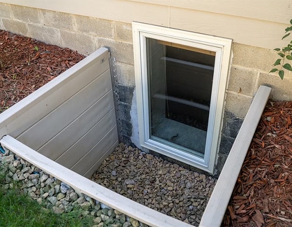 The exterior view of an egress window