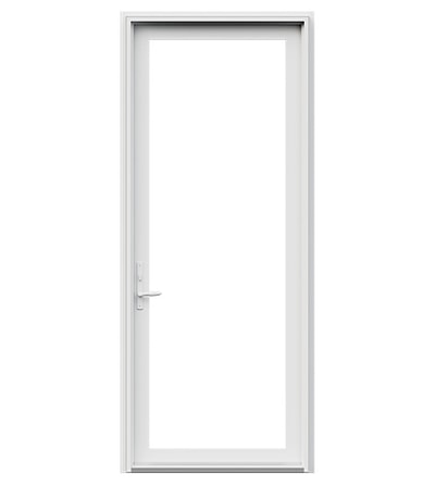 large graphic of a hinged door