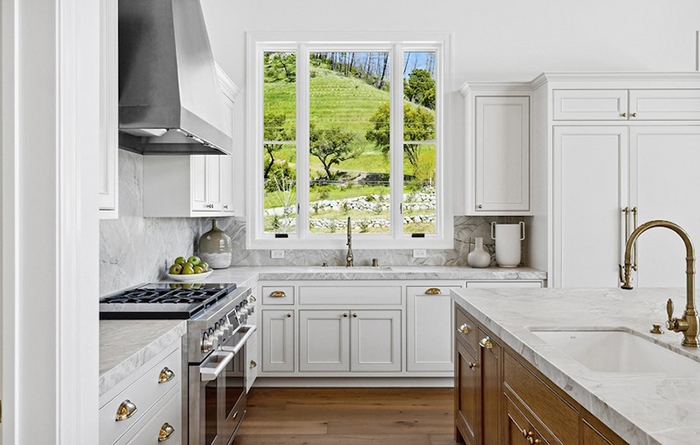 Napa Valley kitchen with Pella window above the sink.