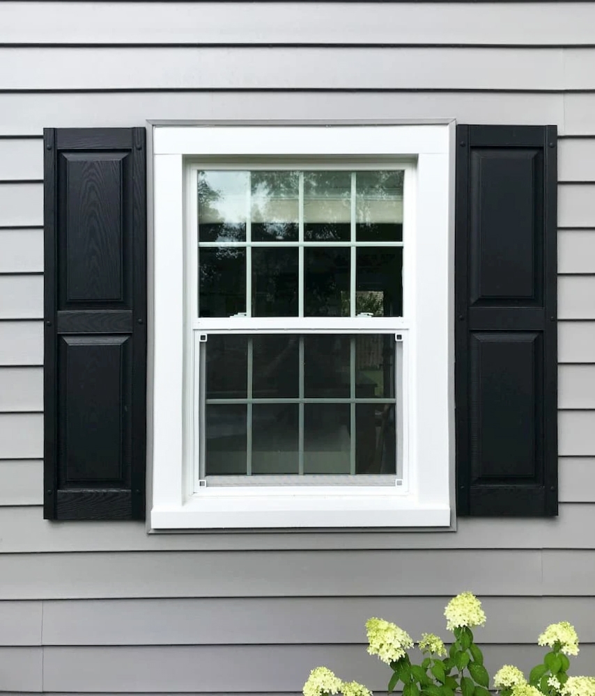 New white single-hung window on upper Arlington home. 