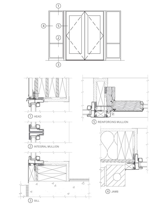 technical drawings for entrances and storefronts