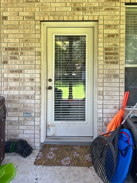 Old backyard patio door on San Antonio home.